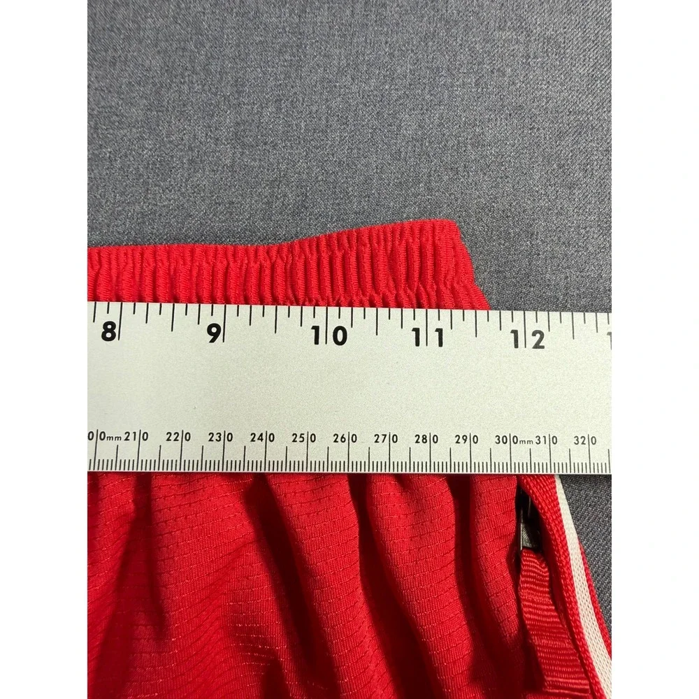 Nike Boys Dri-FIT Red Mesh Basketball Shorts White Side Stripe Size Medium
